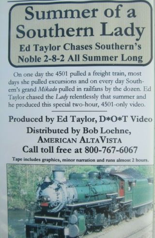 2 VHS Tapes Southern Railway 4501 locomotive by Green Frog D O T Video SOU 4501 3