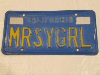 Vintage Blue And Yellow California License Plate