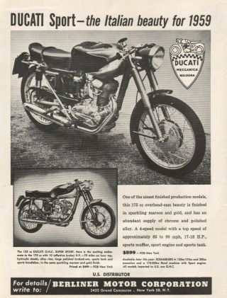 1959 Ducati Sport - Vintage Motorcycle Ad