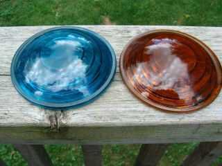 Kopp Glass Railway Lens - Amber & Blue 4 1/2 L By 3 1/2 F - 1