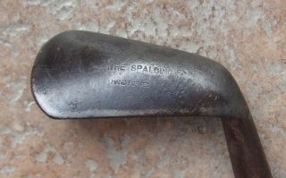 Antique Vintage The Spalding Lofted Sole Weighted Hickory Wood Shaft Golf Club
