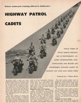 1958 California Highway Patrol Chp Cadets - Vintage 4 - Page Motorcycle Article