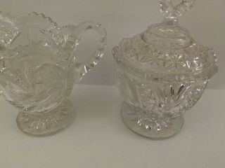 Vintage Brushes Hofbauer Pattern Lead Crystal Sugar And Creamer Set With Birds