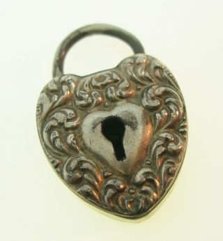 Antique Victorian Rose Gold Filled Puffy Heart Lock Charm 3.  6g Antique Jewelry