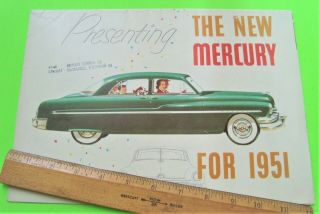 1951 Mercury Huge Full Line Color Folder Brochure Convertibles Woodie Wagon Xlnt
