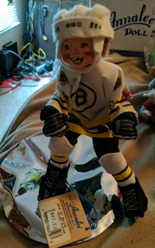 Vintage 1994 Annalee Boston Bruins Hockey Player Mobilitee Doll Made Meredith Nh