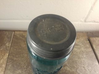 Vintage Blue Ball Jar - Special RARE Wide Mouth Jar w/Zinc Lid GUC 3
