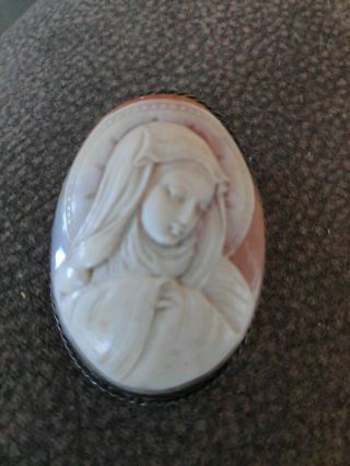 Antique Victorian Madonna Virgin Mary Cameo Brooch - Exquisite
