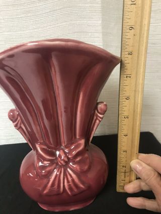 Vintage Shawnee USA Maroon pottery Bow vase 9” 3