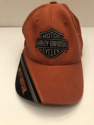Black Orange Grey Harley Davidson Motorcycles Striped Brim Hat / Cap