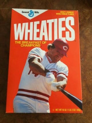 1985 Pete Rose Rare Wheaties 18 Oz.  Cereal Box Cincinnati Reds