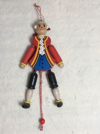 Vintage Wood Pull String Puppet Doll Made In Austria,  Famo 7.  75”