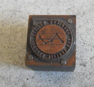 Vintage American Society Quality Cont Wood Metal Letterpress Print Block Stamp