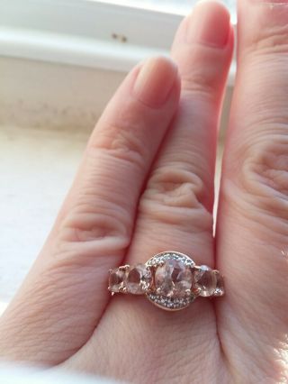 Vintage Natural Morganite Ring 925 Ss Rose Gold Plated Size 7