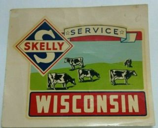 Vintage 1940 ' s Skelly Service Wisconsin / Conoco Gas Window Decals 2