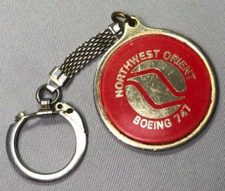 Northwest Orient Airlines Boeing 747 Airplane Advertising Keychain Vintage