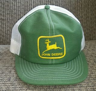 Vtg John Deere Mesh Snapback Trucker Hat Cap W Patch Usa No Tag Estate Find