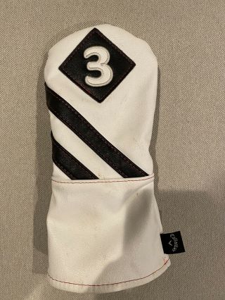 Callaway Vintage Style Leather White/black/red Universal 3 Wood Headcover