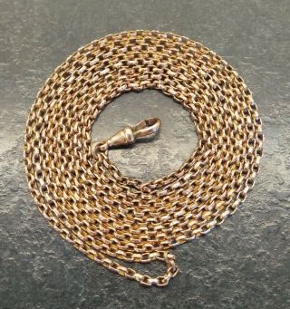 Antique Rose Rolled Gold Filled Faceted Trace Link Muff / Guard Chain,  52 " Long.