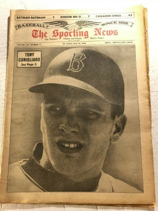1965 Sporting News Boston Red Sox Tony Conigliaro No Label Young Slugger Bosox