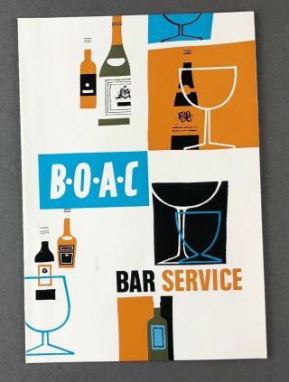 Boac Bar Service Vintage Airline Bar Service Menu 1963 B.  O.  A.  C.