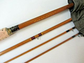 Vintage Red Feather Bamboo Fly Rod 9 Ft.  3pc.  2 Tips & Rod Bag