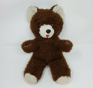 Vintage Musical Wind Up Teddy Bear Brown White Stuffed Animal Plush Toy Antique