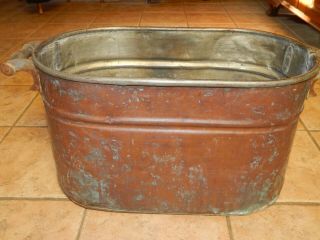 Antique Russtic Copper Water Boiler Wash Tub
