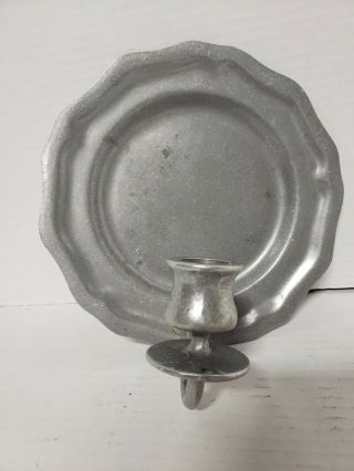 Vintage Old World Pewter Candle Sconce Holder Colonial Home Decor Prim Country