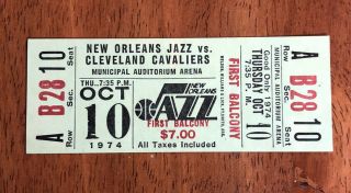 Very Rare 1974 Orleans Jazz Ticket Stub Preseason Pete Maravich Vs Cavaliers
