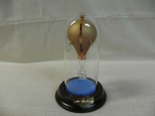 Hot Air Balloon Hand Blown Gold And Clear Glass In Dome Wood Base Brass Plaque