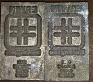 Vintage Metal Printing Blocks - Burlington Industries Safe Employee Erwin Nc Plant