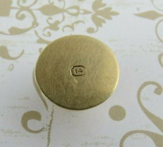 Antique Art Deco Carrington Co Solid 14k Yellow Gold Stud Button Cuff Link