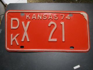 Kansas License Plate Car Tag 1974 Dickinson Co.  Dk X 21