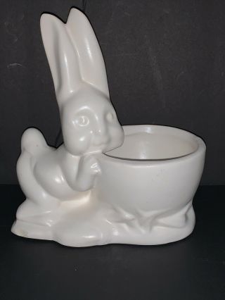 Vintage Unmarked Haeger White Bunny Planter