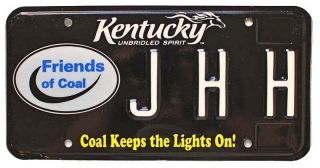 Kentucky Friends Of Coal Personalized Vanity Specialty License Plate,  Black,  Jhh