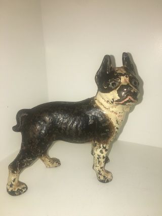 Antique Vindex Cast Iron Boston Terrier Dog Still Bank