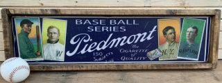 Antique Style T206 Piedmont Blue Back Wood Printed Sign Awesome Ty Cobb 6x24
