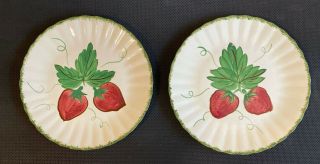 Vintage Blue Ridge Pottery Dinner Plates - Hand - Painted Strawberries - Set Of 2
