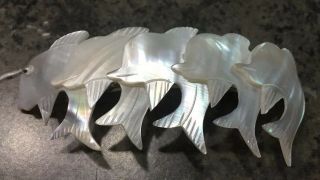 Vtg Mother Of Pearl Mop Dolphins Hair Clip Bow 3 1/2”l