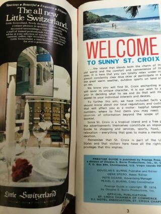 St.  Croix US Virgin Islands Vintage 1974 Travel Guide Brochure with Maps 2