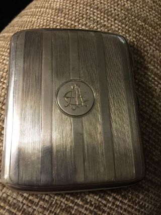 Antique Sterling Silver Curved Pocket Cigarette Case Lucana 61 Grams