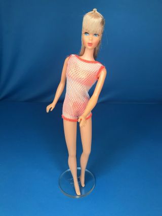Vintage/ Mod Summer Sand Blonde Tnt Twist N Turn Barbie Doll Orig Swimsuit