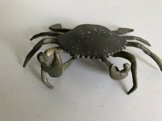 Vintage Brass Crab Ashtray W Tray Insert 7in Across Pincher Cigarette Holders