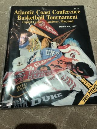 1987 Acc Basketball Tournament Program Nc State Wolfpack Jim Valvano