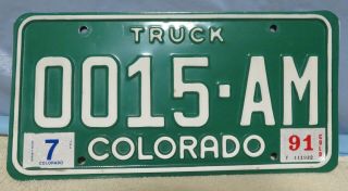 1991 Colorado Truck License Plate 0015 - Am