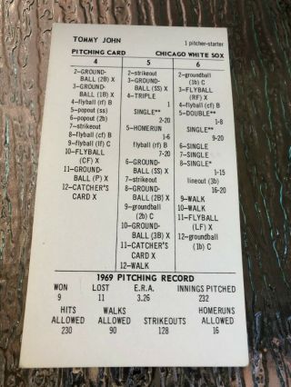 1969 Chicago White Sox Strat - O - Matic Cards Tommy John Wilbur Wood