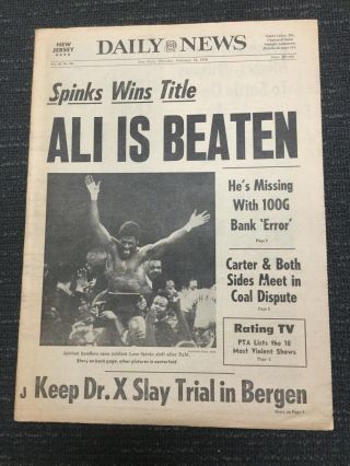 Muhammad Ali Vs Leon Spinks I - Boxing - 1978 York Daily News Newspaper