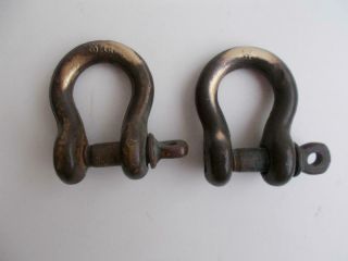2 Vintage Wilcox Crittenden 3/8 " Bronze Screw Shackles