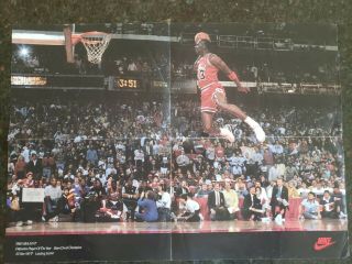 1988 Michael Jordan Poster Slam Dunk Contest Nike Wheaties 23 " X 16 "